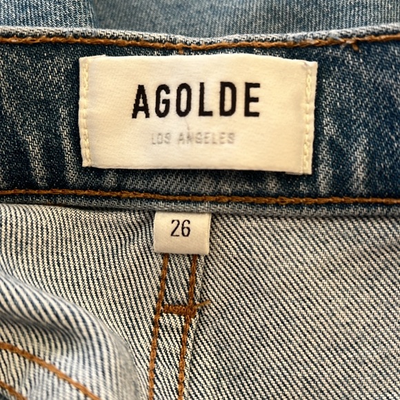 Agolde distressed cropped jeans with button fly. High rise. Great condition - Picture 3 of 4